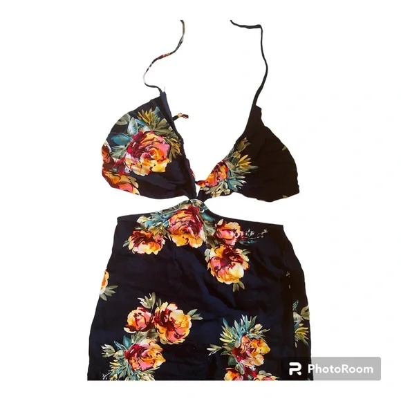 Mystique Boutique Dresses | Floral Bikini-Top Maxi Dress | Color: Blue/Pink | Size: M | Nycgr88's Closet